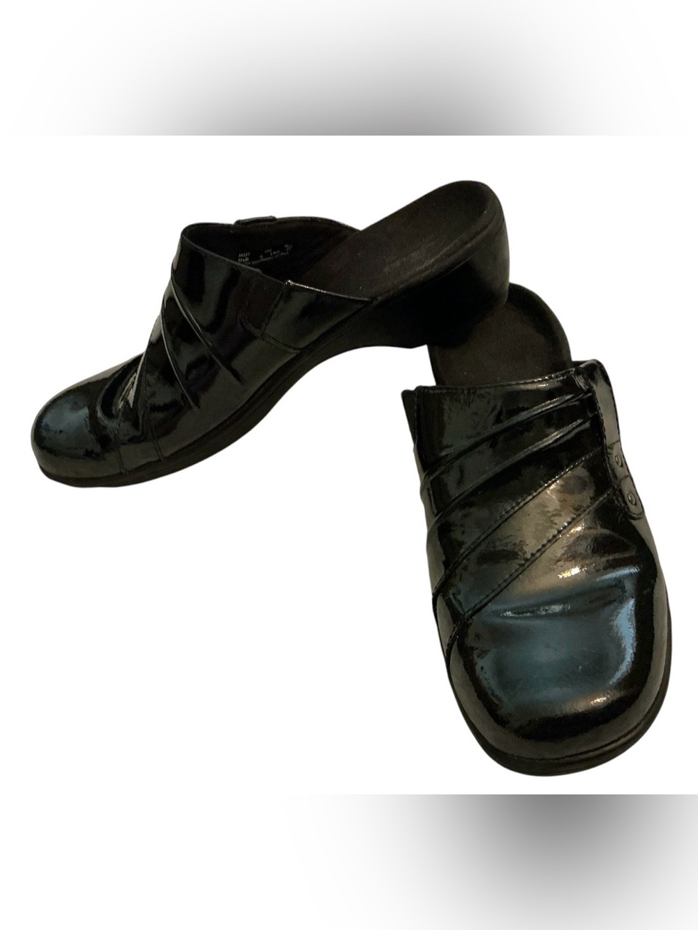 Clarks Bendables Black Patent Leather Mule Clogs Women’s 10M Comfort Shoes